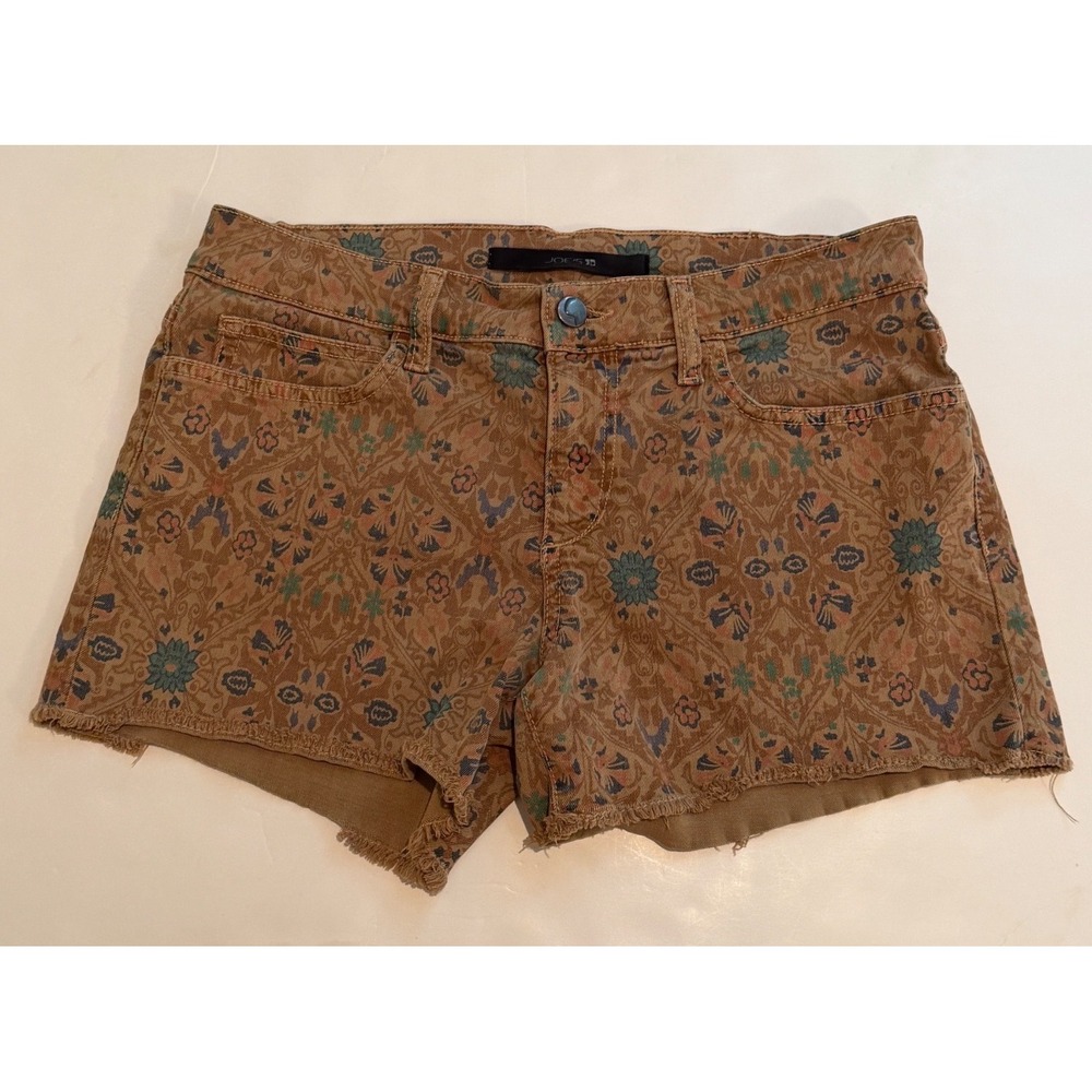 Joes Jeans Paisley Floral Cutoff Denim Shorts Tan Multicolor Boho Size 28